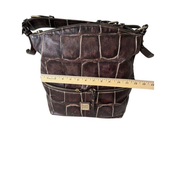 Dooney & Bourke Dillen Croc Embossed Brown Large Tote Bag Tote Shoulder Bag - Picture 10 of 15